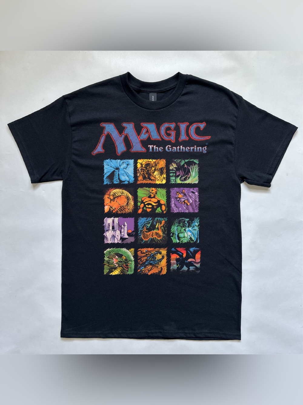 Magic the Gathering graphic tee multi panel card logo gamer MTG retro shirt